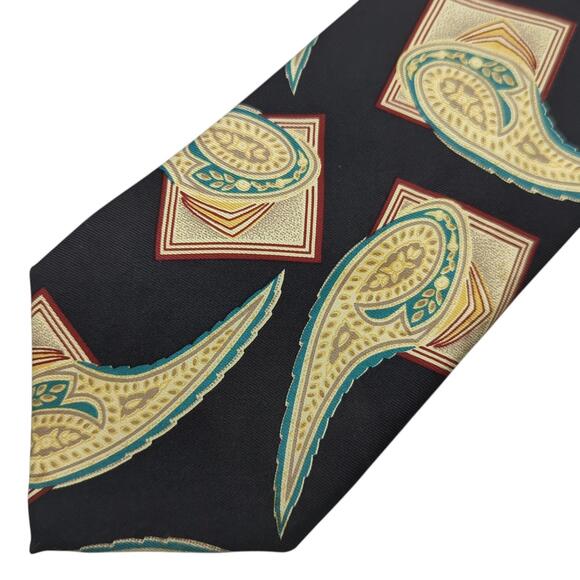 Jos. A. Bank Other - Vintage Jos A Bank Mens Tie Geometric Paisley Black Teal Red Cream‎ Silk Necktie